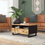 vidaXL Măsuță de cafea, 80x54x40 cm, lemn masiv mango/lemn prelucrat vidaXL Măsuță de cafea, 80x54x40 cm, lemn masiv mango/lemn prelucrat