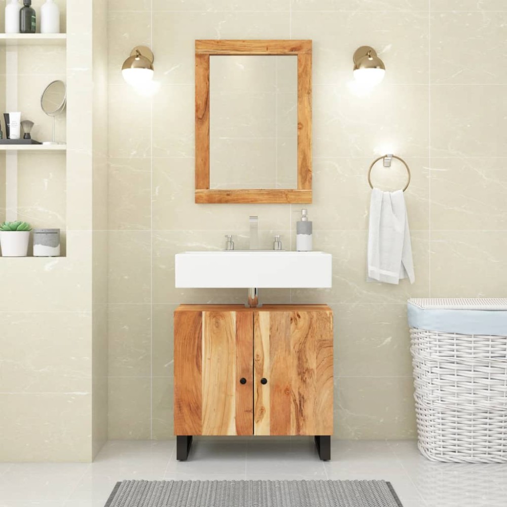 vidaXL Dulap de chiuvetă 62x33x58 cm lemn masiv acacia & lemn compozit
