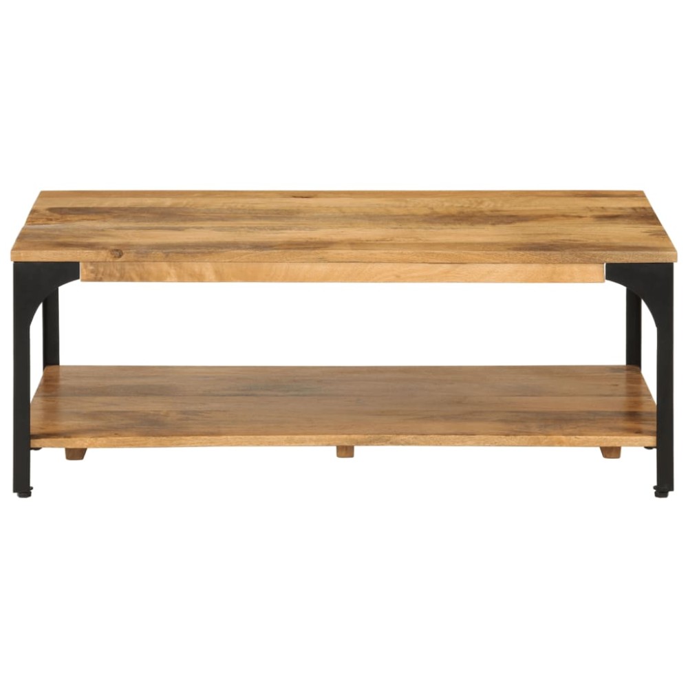 vidaXL Măsuță de cafea 2 straturi, 100x55x38 cm, lemn masiv mango/oțel