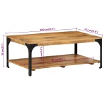 vidaXL Măsuță de cafea 2 straturi, 100x55x38 cm, lemn masiv mango/oțel vidaXL Măsuță de cafea 2 straturi, 100x55x38 cm, lemn masiv mango/oțel