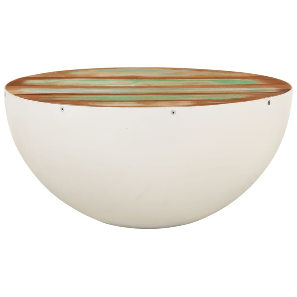 vidaXL Măsuță de cafea formă de bol alb Ø50x24 cm lemn masiv reciclat