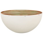 vidaXL Măsuță de cafea formă de bol alb Ø50x24 cm lemn masiv reciclat