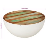 vidaXL Măsuță de cafea formă de bol alb Ø50x24 cm lemn masiv reciclat