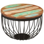 vidaXL Măsuță de cafea Ø50x35 cm, lemn masiv recuperat și oțel vidaXL Măsuță de cafea Ø50x35 cm, lemn masiv recuperat și oțel