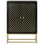 vidaXL Servantă cu 2 uși, negru/auriu, 55x30x75 cm, lemn masiv mango