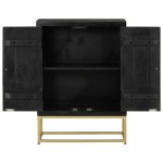 vidaXL Servantă cu 2 uși, negru/auriu, 55x30x75 cm, lemn masiv mango