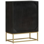 vidaXL Servantă cu 2 uși, negru/auriu, 55x30x75 cm, lemn masiv mango