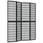 vidaXL Paravan pliabil cu 4 panouri, stil japonez, negru, 160x170 cm vidaXL Paravan pliabil cu 4 panouri, stil japonez, negru, 160x170 cm