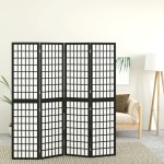vidaXL Paravan pliabil cu 4 panouri, stil japonez, negru, 160x170 cm vidaXL Paravan pliabil cu 4 panouri, stil japonez, negru, 160x170 cm