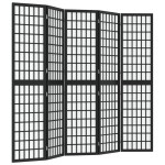 vidaXL Paravan pliabil cu 5 panouri, stil japonez, negru, 200x170 cm vidaXL Paravan pliabil cu 5 panouri, stil japonez, negru, 200x170 cm