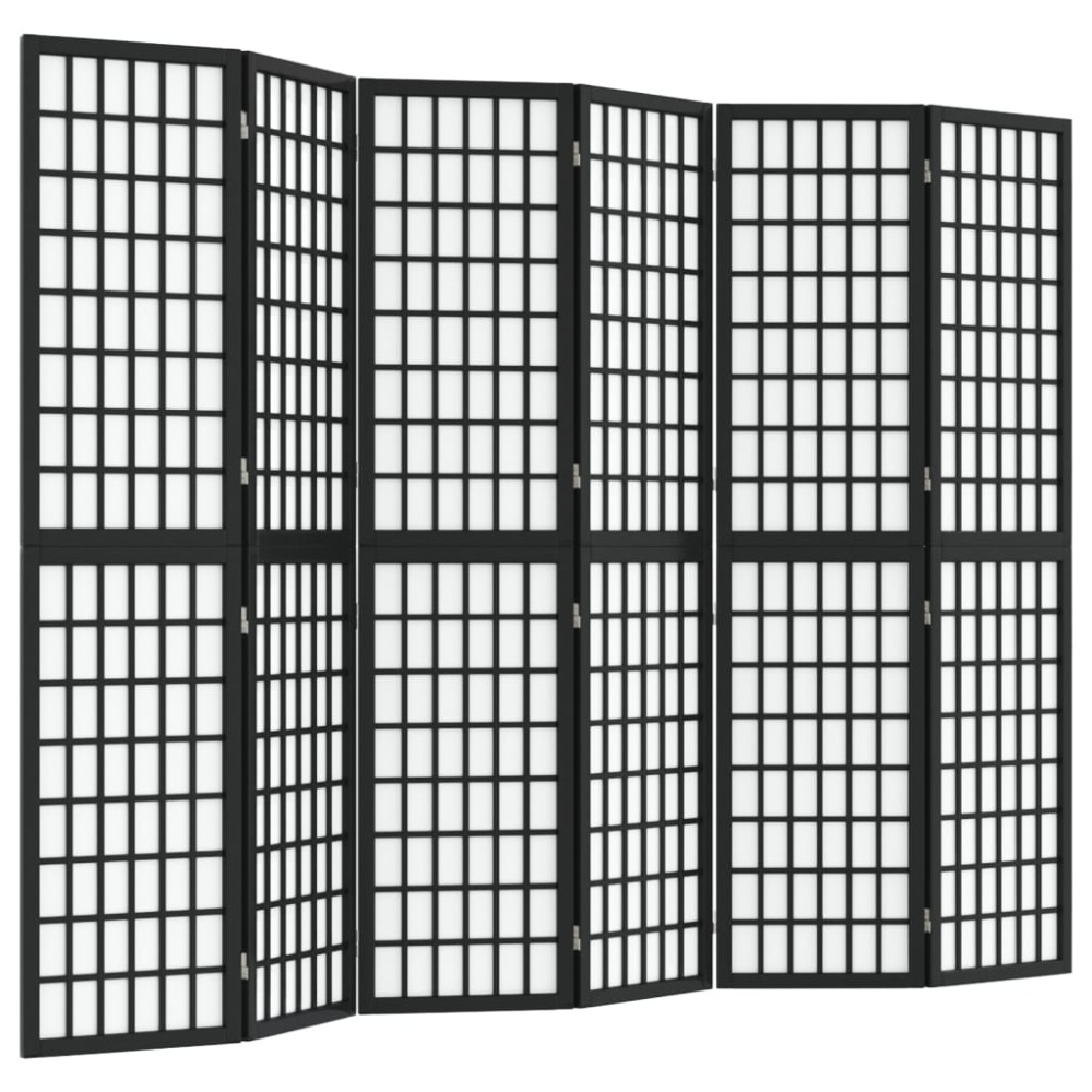 vidaXL Paravan pliabil cu 6 panouri, stil japonez, negru, 240x170 cm