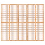vidaXL Paravan pliabil de cameră, 5 panouri, 200x170 cm, stil japonez