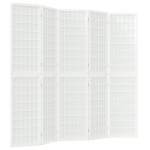 vidaXL Paravan pliabil cu 5 panouri, stil japonez, alb, 200x170 cm vidaXL Paravan pliabil cu 5 panouri, stil japonez, alb, 200x170 cm
