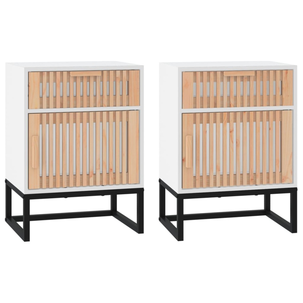 vidaXL Dulapuri noptieră, 2 buc., alb, 40x30x55,5 cm, lemn prelucrat