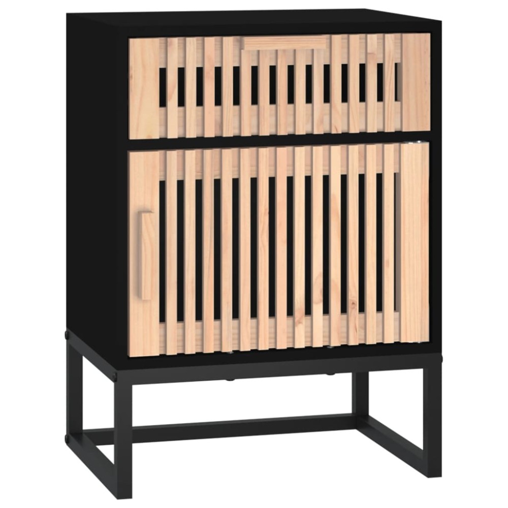vidaXL Dulap noptieră, negru, 40x30x55,5 cm, lemn prelucrat&fier