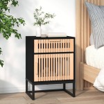 vidaXL Dulap noptieră, negru, 40x30x55,5 cm, lemn prelucrat&fier vidaXL Dulap noptieră, negru, 40x30x55,5 cm, lemn prelucrat&fier