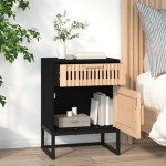 vidaXL Dulap noptieră, negru, 40x30x55,5 cm, lemn prelucrat&fier vidaXL Dulap noptieră, negru, 40x30x55,5 cm, lemn prelucrat&fier