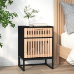 vidaXL Dulapuri noptieră, 2 buc., negru, 40x30x55,5 cm, lemn & fier vidaXL Dulapuri noptieră, 2 buc., negru, 40x30x55,5 cm, lemn & fier