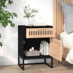 vidaXL Dulapuri noptieră, 2 buc., negru, 40x30x55,5 cm, lemn & fier vidaXL Dulapuri noptieră, 2 buc., negru, 40x30x55,5 cm, lemn & fier