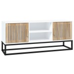 vidaXL Comodă TV, alb, 105x30x45 cm, lemn prelucrat & fier