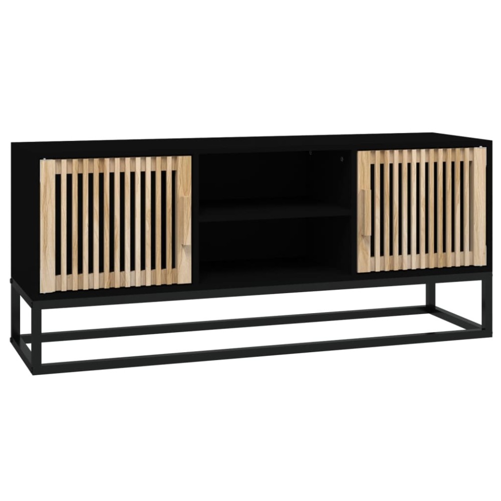vidaXL Comodă TV, negru, 105x30x45 cm, lemn prelucrat & fier