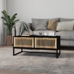 vidaXL Măsuță de cafea, negru, 80x40x35 cm, lemn prelucrat și fier vidaXL Măsuță de cafea, negru, 80x40x35 cm, lemn prelucrat și fier