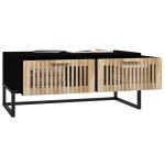 vidaXL Măsuță de cafea, negru, 80x40x35 cm, lemn prelucrat și fier vidaXL Măsuță de cafea, negru, 80x40x35 cm, lemn prelucrat și fier