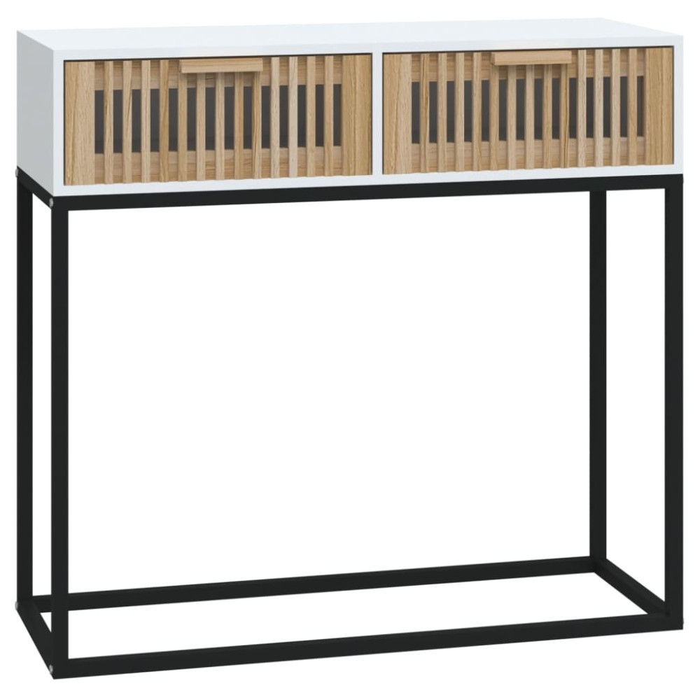 vidaXL Masă de consolă albă 80x30x75 cm din lemn de lemn și fier
