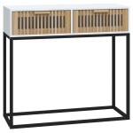 vidaXL Masă de consolă albă 80x30x75 cm din lemn de lemn și fier vidaXL Masă de consolă albă 80x30x75 cm din lemn de lemn și fier