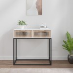 vidaXL Masă de consolă albă 80x30x75 cm din lemn de lemn și fier vidaXL Masă de consolă albă 80x30x75 cm din lemn de lemn și fier