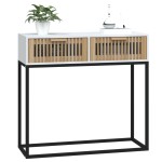 vidaXL Masă de consolă albă 80x30x75 cm din lemn de lemn și fier vidaXL Masă de consolă albă 80x30x75 cm din lemn de lemn și fier