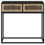 vidaXL Masă consolă, negru, 80x30x75 cm, lemn prelucrat și fier