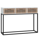 vidaXL Masă consolă, alb, 105x30x75 cm, lemn prelucrat și fier vidaXL Masă consolă, alb, 105x30x75 cm, lemn prelucrat și fier