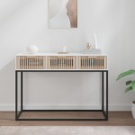 vidaXL Masă consolă, alb, 105x30x75 cm, lemn prelucrat și fier vidaXL Masă consolă, alb, 105x30x75 cm, lemn prelucrat și fier