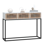 vidaXL Masă consolă, alb, 105x30x75 cm, lemn prelucrat și fier vidaXL Masă consolă, alb, 105x30x75 cm, lemn prelucrat și fier