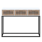 vidaXL Masă consolă, alb, 105x30x75 cm, lemn prelucrat și fier vidaXL Masă consolă, alb, 105x30x75 cm, lemn prelucrat și fier