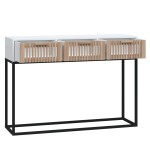 vidaXL Masă consolă, alb, 105x30x75 cm, lemn prelucrat și fier vidaXL Masă consolă, alb, 105x30x75 cm, lemn prelucrat și fier