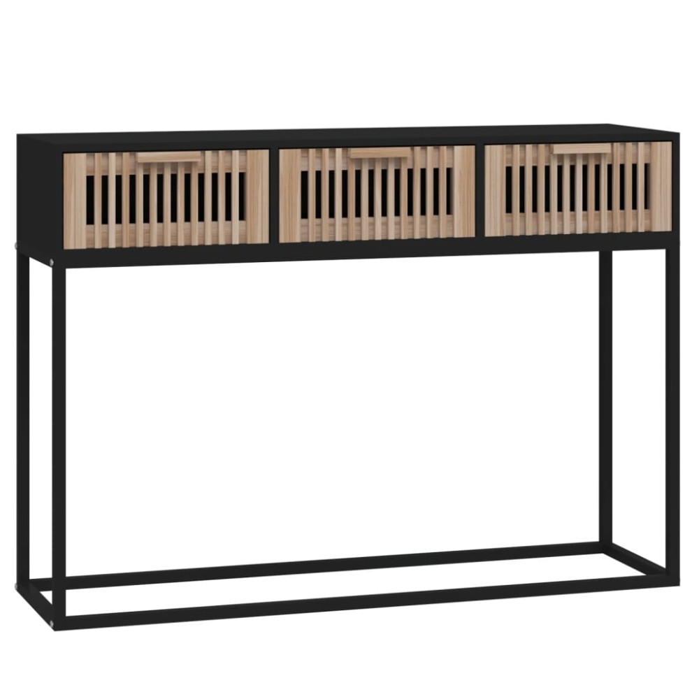 vidaXL Masă consolă, negru, 105x30x75 cm, lemn prelucrat și fier