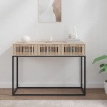 vidaXL Masă consolă, 105x30x75 cm, lemn prelucrat și fier vidaXL Masă consolă, 105x30x75 cm, lemn prelucrat și fier