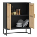 vidaXL Servantă, negru, 60x30x75 cm, lemn prelucrat vidaXL Servantă, negru, 60x30x75 cm, lemn prelucrat