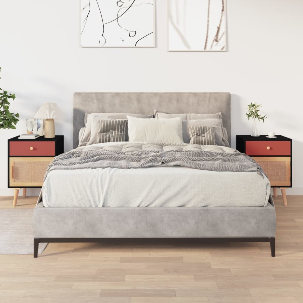 vidaXL Noptiere, 2 buc, negru, 40x30x55 cm, lemn prelucrat