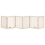 vidaXL Poartă de acces pentru câini cu ușă pliabilă, 6 panouri, 300 cm, lemn de plop