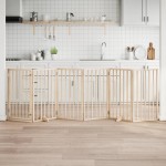 vidaXL Poartă de acces pentru câini cu ușă pliabilă, 6 panouri, 300 cm, lemn de plop