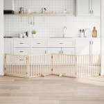 vidaXL Poartă de acces pentru câini cu ușă pliabilă, 4 panouri, 320 cm, lemn de plop