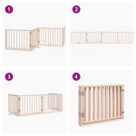 vidaXL Poartă de acces pentru câini cu ușă pliabilă, 4 panouri, 320 cm, lemn de plop