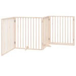 vidaXL Poartă de câini pliabilă cu ușă, 4 panouri, 320 cm, lemn plop