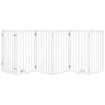 vidaXL Poartă de acces pentru câini cu ușă pliabilă, 6 panouri, albă, 300 cm, lemn de plop
