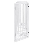 vidaXL Poartă de acces pentru câini cu ușă pliabilă, 6 panouri, albă, 300 cm, lemn de plop