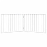 vidaXL Poartă de acces pentru câini pliabilă, 2 panouri, albă, 160 cm, lemn de plop