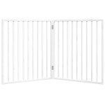 vidaXL Poartă de acces pentru câini pliabilă, 2 panouri, albă, 160 cm, lemn de plop